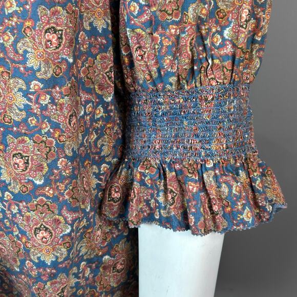 Sundance top blouse Medium floral cotton ruffle Outlander floral lightweight - Picture 11 of 15